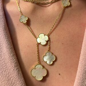 Rivka Friedman Gold and Cream Clover Necklace